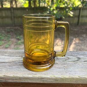Amber Glass Beer Mug / Drinking Stein Vintage